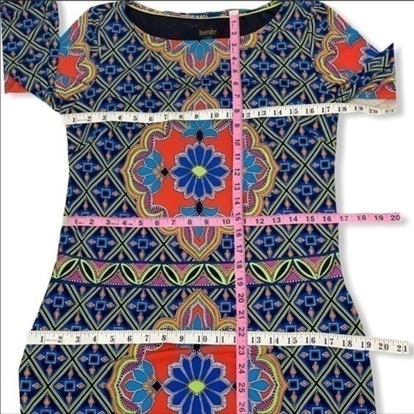 Laundry by Shelli Segal multicolor Moroccan print jersey Shift dress size S - Picture 8 of 11